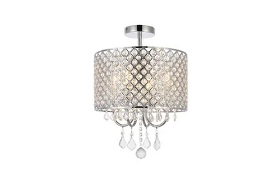 Elegant Lighting LD710F14 Elise 4 Light 14"W Semi-Flush Drum - Chrome - Image 1 of 4