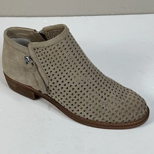 New Gianni Bini Beige Suede Ankle Boots Block Heel Side Silver Zip Women’s 7M - Picture 1 of 14