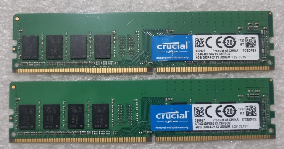 Crucial CT4G4DFS8213.C8FBD2 2x4GB PC4-17000 2133MHz UDIMM Memory Ram DDR4 Pc - Image 1 of 1