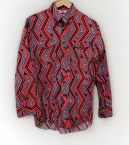 90s Wrangler Western Arrow Button Down Shirt 16-34 X Long  Tails Cowboy Cut Vtg - Picture 1 of 6