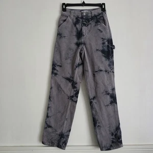 Pac Sun Größe 23 hoch geschnittene Zimmermannshose schwarz grau Batik Grunge Y2K Baggy  - Bild 1 von 12