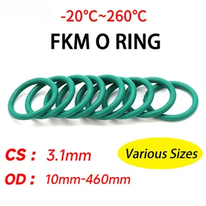 3.1mm Cross Section Metric (FKM) Rubber Seals O Rings 10mm-460mm OD Green - Imagen 1 de 5