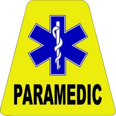 Yellow Paramedic HELMET TETS TETRAHEDRONS HELMET STICKER  EMT REFLECTIVE - Image 1 of 3