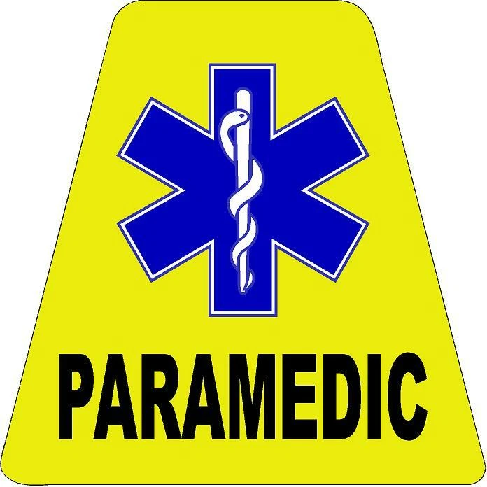 Yellow Paramedic HELMET TETS TETRAHEDRONS HELMET STICKER  EMT REFLECTIVE - Image 1 of 3