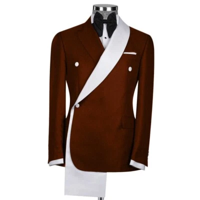 Hombres Blazers Chaquetas Doble Pecho Chal Solapa Formal Baile de graduación Novio Esmoquin Personalizado Foto 1 de 4