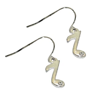 Argento Musicale Nota Orecchino Rotondo Cristallo Cz Pendenti Gancio con Scatola - Foto 1 di 3