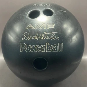 Vintage 1970s AMF Dick Weber Powerball Bowling Ball Black Right Hand 15 Lb 8 Ozs - Picture 1 of 5