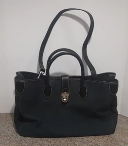 Vintage Dooney Bourke große schwarze Leder/Canvas Logo Tasche H3-321195 - Bild 1 von 16