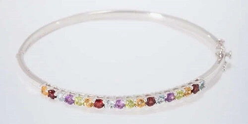 Aparter Edelstein Armreif 925er Silber rhodiniert Multi-Edelstein ca.2,01ct - O3 - Bild 1 von 1