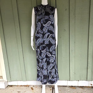 Nuovo set completo pantaloni ANN TAYLOR nero blu paisley pantaloni 8 top L - Foto 1 di 6