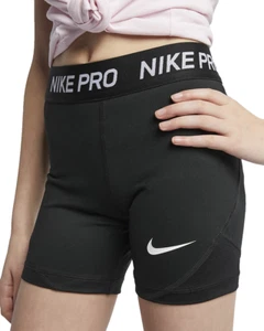NEW! NIKE PRO [L] Girl's 4" COMPRESSION DRI-FIT Yoga/Gym Shorts-Black AQ9040-010 - Picture 1 of 1