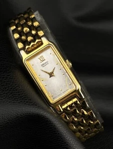 Vintage Seiko Gold Tone Rectangular Tank Dainty Elegant Ladies Watch Oldmoney - Picture 1 of 13