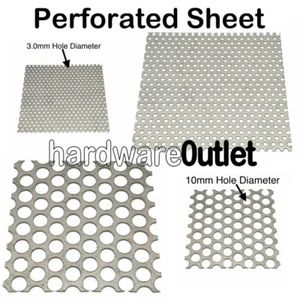PERFORATED SHEET Metal 3mm / 10mm Ø Holes Aluminium Stainless Mild & GALV Steel - Picture 1 of 14