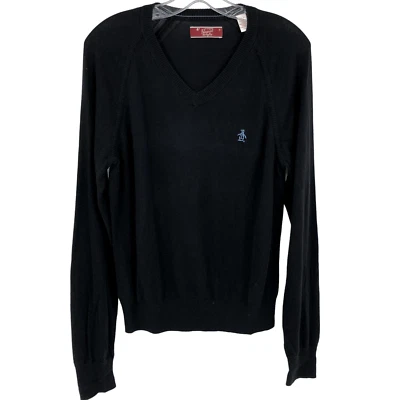 Suéter negro Pingüino 100 % algodón Pima cuello en V mediano para hombre  Foto 1 de 4