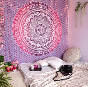 Pink Ombre Mandala Tapestry Wall Art Hanging Hippie Tapestries Dorm Home Decor - Picture 1 of 6