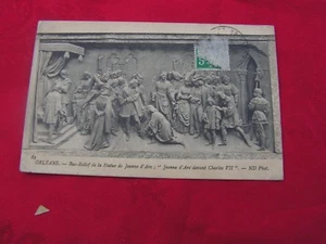 carte postale orleans vers 1900 bas relief statue jeanne d'arc - Foto 1 di 2