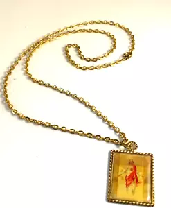 Religiöse Halskette Christentum Vintage Schmuck goldfarben Kette Bild Jesus - Bild 1 von 6