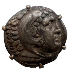 Spilla Moneta Argento Antico Greco Alessandro Il Grande - Foto 1 di 5