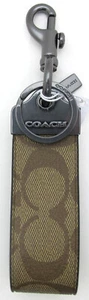 NEU COACH Loop Signature Schlüsselanhänger Dogleash Clip geteilter Schlüsselring khaki/metallisch - Bild 1 von 5