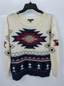 Suéter American Eagle Mujer Pequeño Marfil Manga Larga Azteca Suroeste - Imagen 1 de 7
