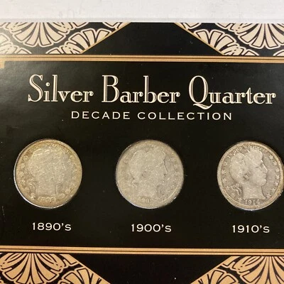 Silver Barber Quarter Decade Collection (1898,1909 &1914-D) 3 Coins with C.O.A. - Image 1 of 4