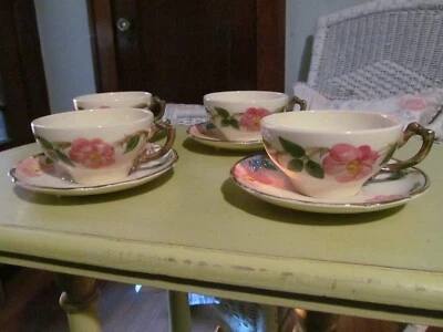 Juego de 4 tazas y platillos Franciscan Desert Rose vintage EE. UU. California Foto 1 de 4