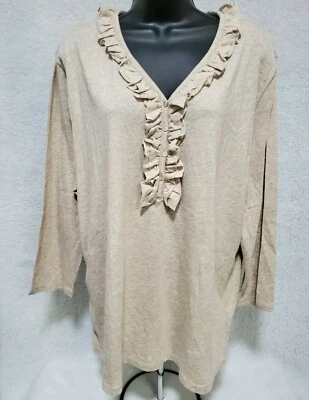 Basic Editions Womens Shirt Top Blouse Size XXL 2XL 2X Large Brown - Image 1 of 4