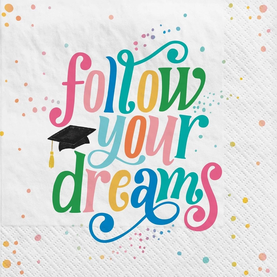 Follow Your Dreams High School Graduation Party Paper Luncheon Napkins - Image 1 of 1