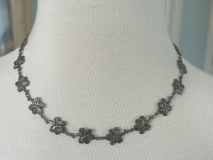 Collar floral vintage de capuchina de plata de ley de 15" - Imagen 1 de 7