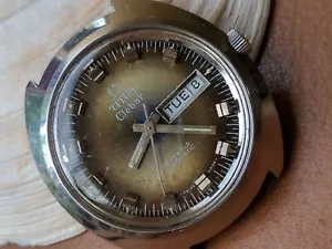 Vintage 1970's Titus Clebar Day-Date w/Signed Crown,Divers All SS Case,FHF 908 - Picture 1 of 12