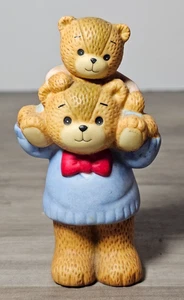 Vintage Enesco Lucy and Me Lucy Rigg Papa Bär mit Jungtier Sohn auf Schultern - Bild 1 von 3