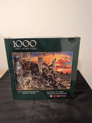 Bits and Pieces "Wolves at Dawn" 1000 Pc Jigsaw Puzzle (2000) Sealed! - Image 1 of 2