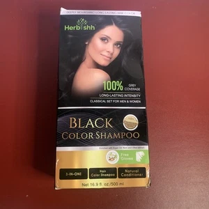 Herbishh Hair Color Shampoo Dark Brown Grey Coverage 16.9 Fl Oz Exp 8/26 - Picture 1 of 3