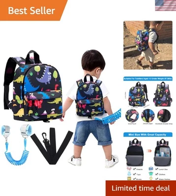 Linda correa de mochila de dinosaurio para niños pequeños con eslabón de muñeca anti-perdida - divertida y segura Foto 1 de 4