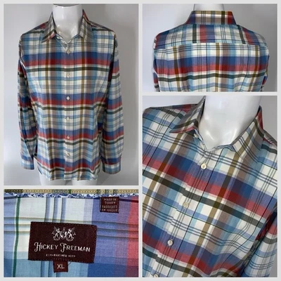 Hickey Freeman 纽扣衬衫男式 XL 多色格子棉土耳其 YGI T5-71 — 第 1/4 张图片