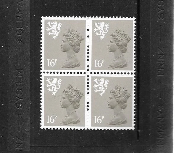 GB SCOTLAND  1983 16p drab  vf MINT never hinged block of 4 - SG S42 - Image 1 of 1