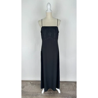 Vestido formal Ann Taylor mezcla de seda negro bordado floral con cuentas para mujer 10 nuevo con etiquetas Foto 1 de 4