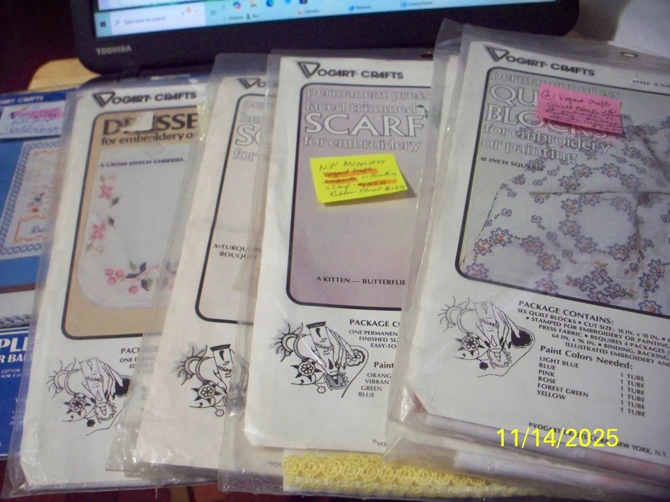 EMBROIDERY or PAINTING - STAMPED DESIGN-QUILT BLOCKS, SCARF,SAMPLERS - U-PICK 1 - Image 1 of 1