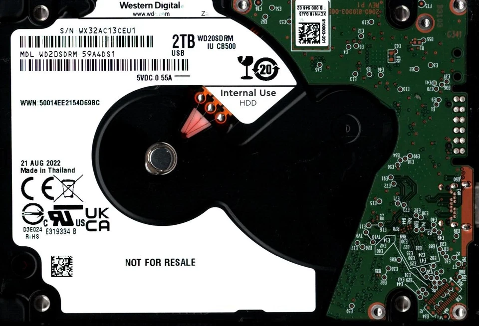 WD20SDRM-59A4DS1 S/N: WX32A WESTERN DIGITAL 2TB THAILAND AUG 2022 - Image 1 of 1