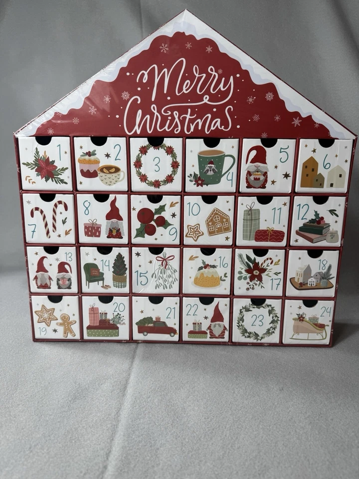 Ashland Christmas House Advent Calendar 24 Drawers Merry Christmas Design NWT - Image 1 of 4