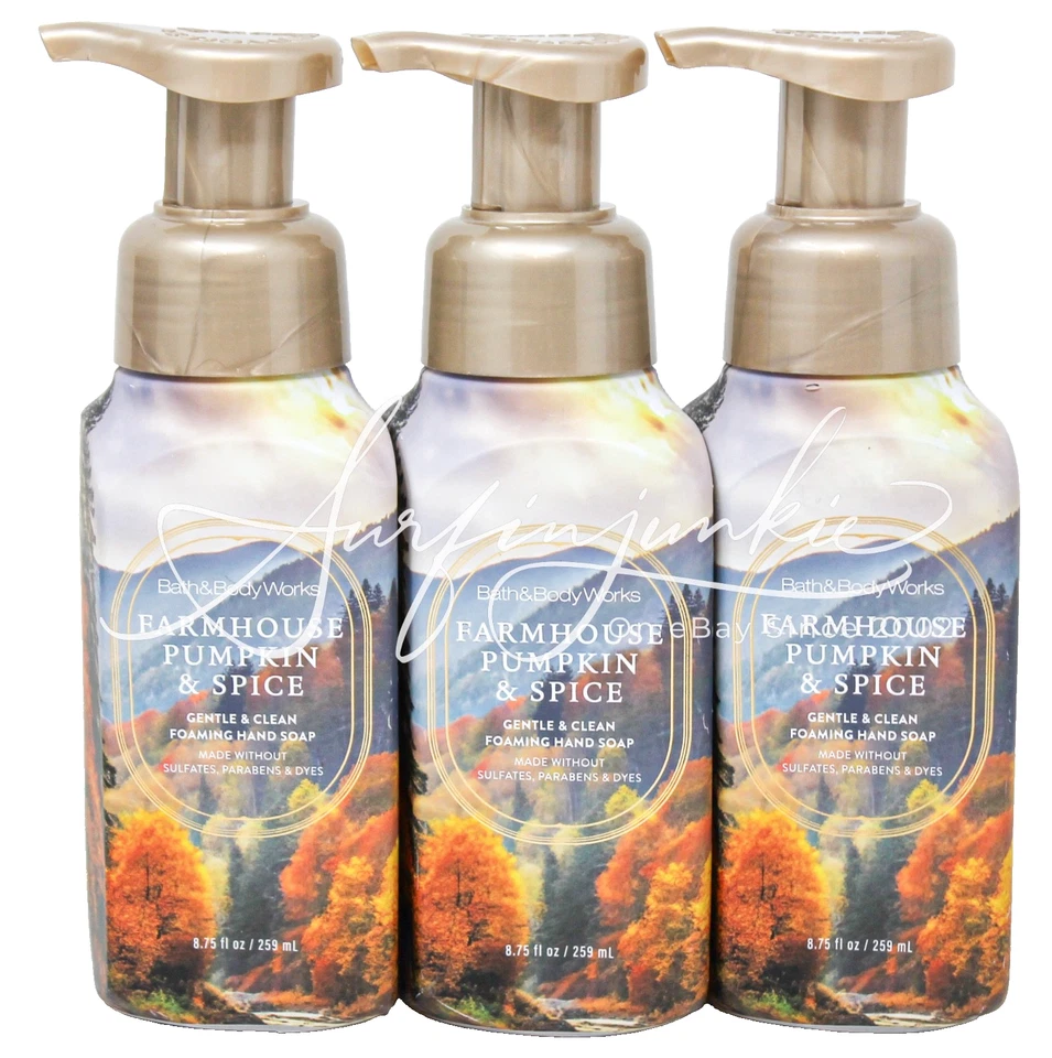 Jabón espuma espumosa para lavado de manos Bath & Body Works Farmhouse Pumpkin & Spice 3 piezas otoño Foto 1 de 1