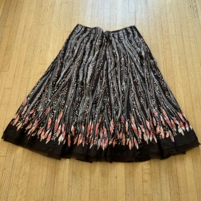 Midi Skirt Lace Batik Pattern Tulle Trim Women Sz 10 by Apt 9  - Image 1 of 4