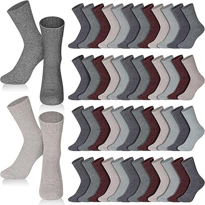 50Pairs Winter Vintage Socks Bulk, Warm Wool Thick Knit Thermal Solid Style - Image 1 of 4