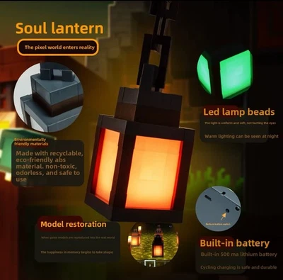 Minecraft Glowing LED Lantern Night Light Touch Rechargeable Game Bedroom Decor - Image 1 of 4