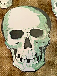 U Choose Vintage Inspired Glitter Glowing Skull Halloween Cardstock Decoration - Picture 1 of 9