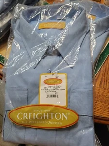 Abito uomo Creighton camicia uniforme maniche corte XXL taglia 17R blu nuovo con etichette - Foto 1 di 4
