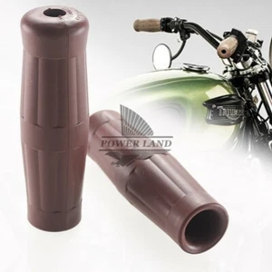 Brown 1" Rubber Handle Bar Retro Style Coke Bottle Style Grip For Honda Suzuki - Bild 1 von 7