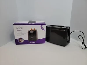 NIB Rival 2 Slice Toaster, Black, Wide Slots, 6 Settings&Cord Storage,crumb tray - Picture 1 of 7