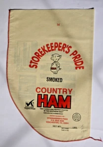 Vintage Cloth Bag Sack - STOREKEEPER'S PRIDE SMOKED HAM, WINCHESTER VIRGINIA - Picture 1 of 1