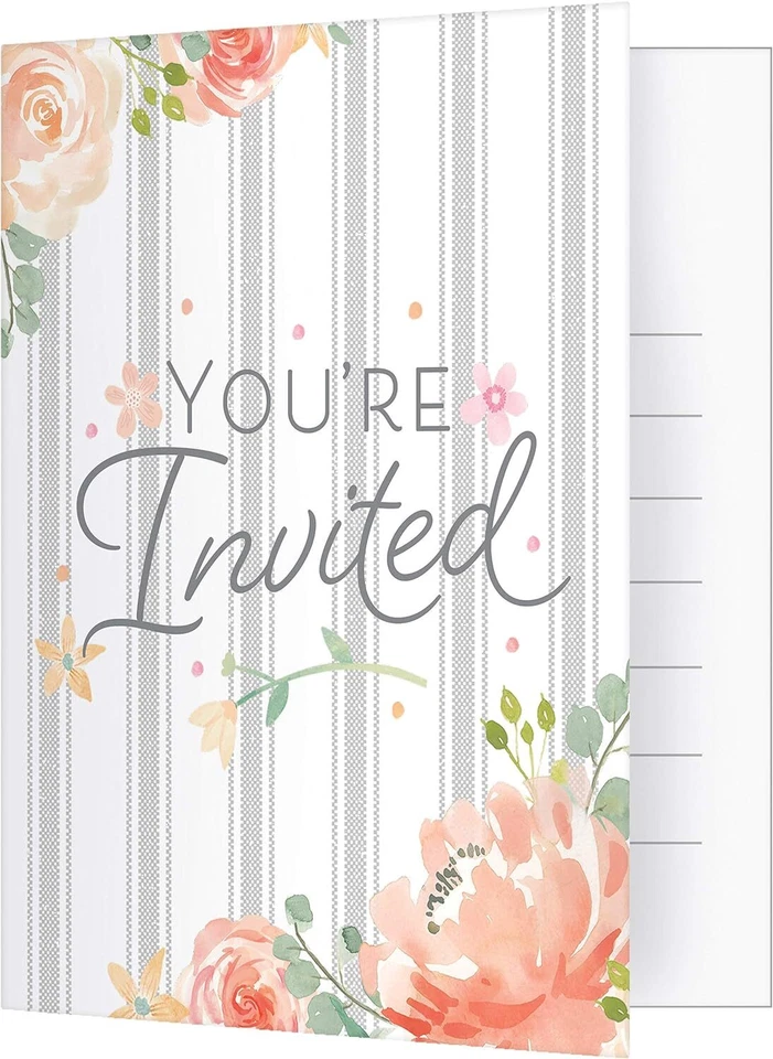 Best Day Ever Floral Spring Bridal Shower Wedding Party Invitations w/Envelopes - Image 1 of 1